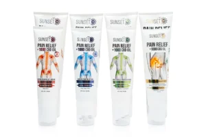 sunset cbd pain relief cream with roller ball applicator