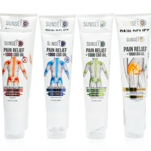 sunset cbd pain relief cream with roller ball applicator